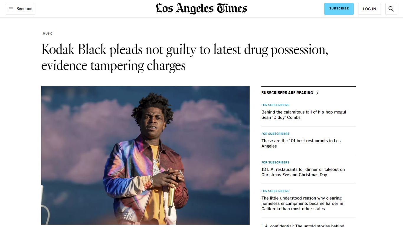 Kodak Black arrested on cocaine charges in Florida - Los Angeles Times